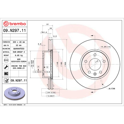 PRIME Disc Brake Rotor for 2013-2018 Cadillac (ATS) 09.N297.11