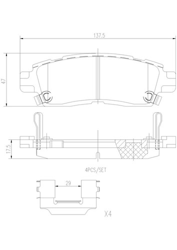 PRIME Ceramic Brake Pad Set for 2002-2019 Isuzu/Chevrolet/GMC (Ascender, Trailblazer, Envoy, Bravada) P10010N - diagram