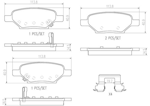 PRIME Ceramic Brake Pad Set for 2004-2010 Chevrolet/Saturn/Pontiac (Malibu, Ion, Cobalt, G5) P10031N - diagram