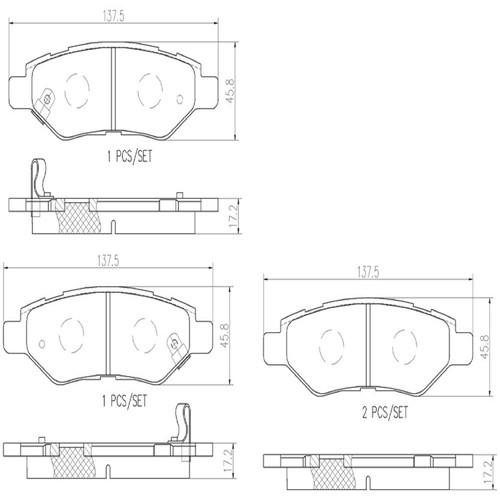 PRIME Ceramic Brake Pad Set for 2008-2016 Cadillac/Chevrolet (CTS, Camaro, SRX) P09014N - diagram
