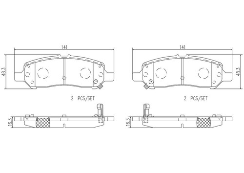 PRIME Ceramic Brake Pad Set for 2013-2016 Dodge (Dart) P18031N - diagram