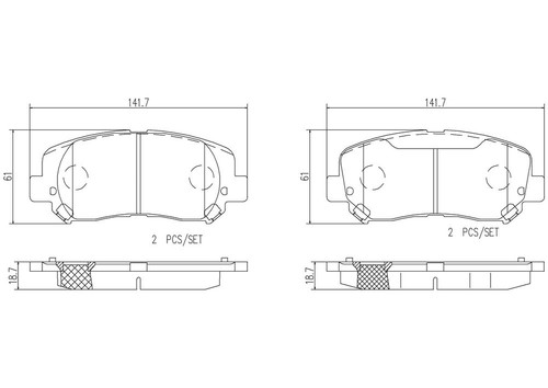 PRIME Ceramic Brake Pad Set for 2013-2017 Dodge/Chrysler (Dart, 200) P18032N - diagram