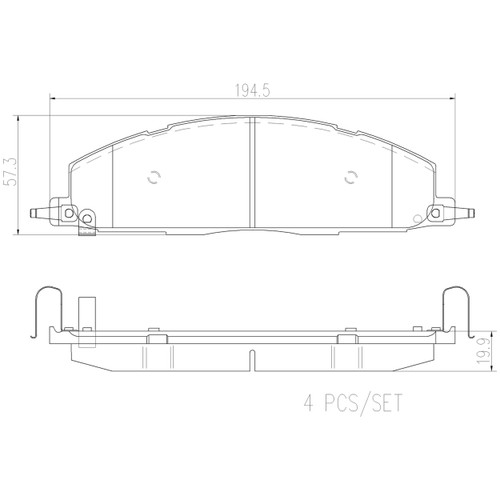 PRIME Ceramic Brake Pad Set for 2009-2018 Dodge/Ram (Ram 2500, Ram 3500, 2500, 3500) P18036N - diagram
