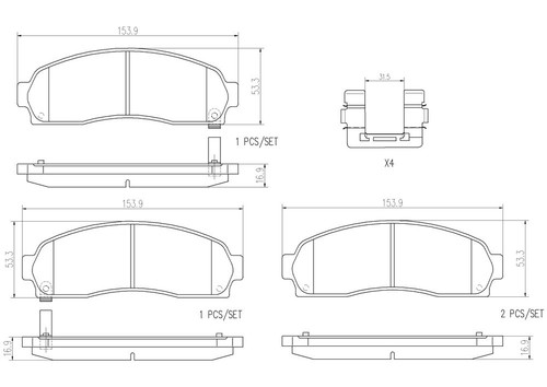 PRIME Ceramic Brake Pad Set for 2002-2007 Saturn/Chevrolet/Pontiac (Vue, Equinox, Torrent) P10042N - diagram