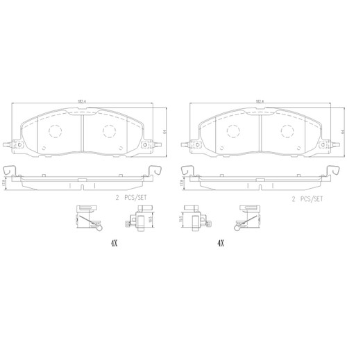 PRIME Ceramic Brake Pad Set for 2020-2025 Ford/Lincoln (Explorer, Aviator, Police Interceptor Utility) P24246N - diagram