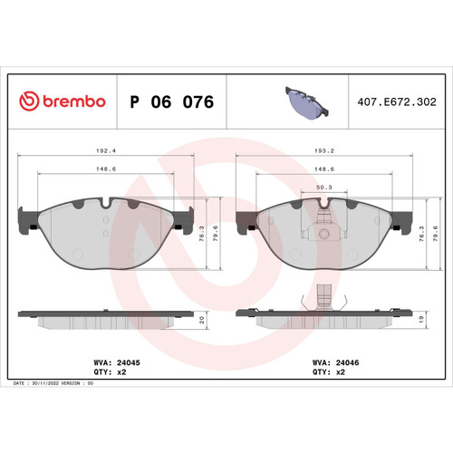 PRIME Low-Met Brake Pad Set for 2009-2019 BMW (750Li, 750i, 550i GT, 750Li xDrive) P06076 - front view