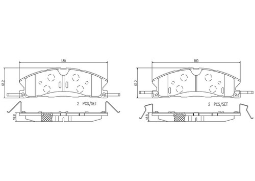 PRIME Ceramic Brake Pad Set for 2013-2019 Ford/Lincoln (Flex, Taurus, MKS, Explorer) P24178N - diagram
