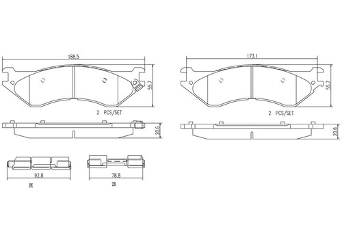 PRIME Ceramic Brake Pad Set for 2003-2008 Dodge (Ram 2500, Ram 3500, Ram 1500) P18023N - diagram