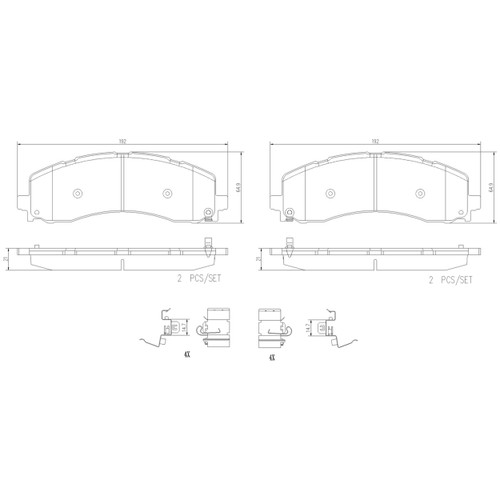 PRIME Ceramic Brake Pad Set for 2019-2025 Ram (2500, 3500) P23195N - diagram