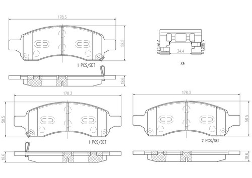 PRIME Ceramic Brake Pad Set for 2006-2017 GMC/Chevrolet/Buick (Envoy, Trailblazer, Rainier, Ascender) P10049N - diagram