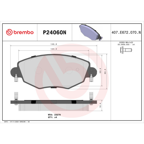 PRIME Ceramic Brake Pad Set for 2002-2008 Jaguar (X-Type) P24060N - diagram