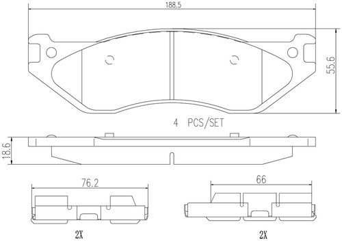 PRIME Ceramic Brake Pad Set for 2002-2006 Dodge (Durango, Ram 1500, Ram 1500 Van) P18026N - diagram