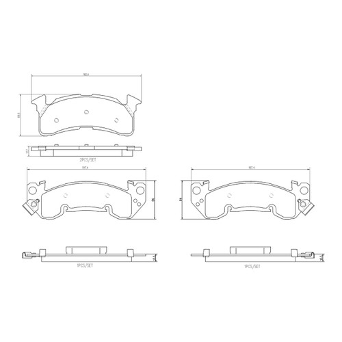PRIME Ceramic Brake Pad Set for 1985-1996 Chevrolet/GMC (G30, P30, V2500 Suburban, G3500) P10089N - diagram