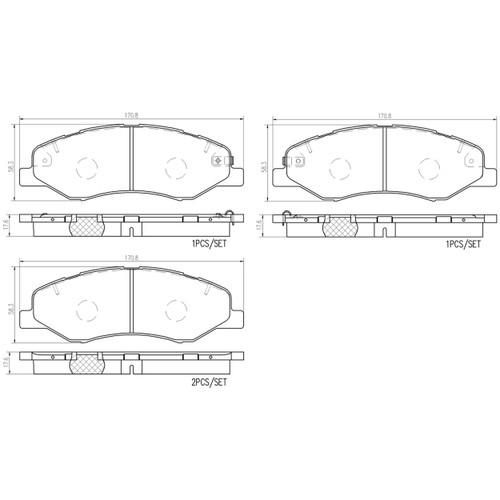 PRIME Ceramic Brake Pad Set for 2018-2025 Honda (Odyssey) P28102N - diagram