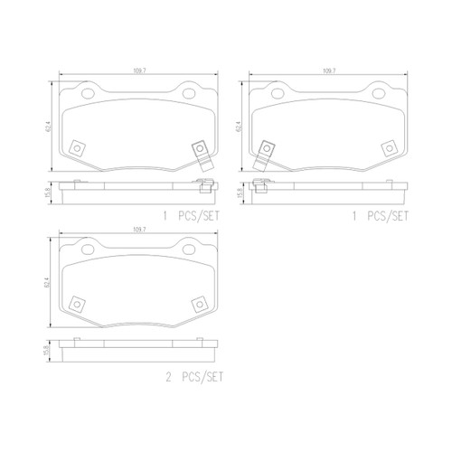 PRIME Ceramic Brake Pad Set for 2014-2024 Chevrolet/Cadillac (Corvette, ATS, Camaro) P10090N - diagram