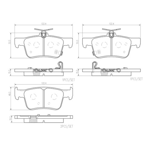 PRIME Ceramic Brake Pad Set for 2018-2025 Honda/Acura (Accord, Insight, Civic, TLX) P28103N - diagram