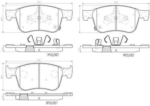 PRIME Ceramic Brake Pad Set for 2018-2025 Honda/Acura (Accord, Civic, Integra) P28104N - diagram