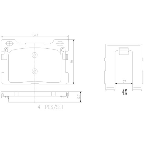 PRIME Ceramic Brake Pad Set for 2017-2019 Genesis (G90) P30130N - diagram