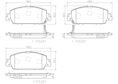 PRIME Ceramic Brake Pad Set for 2013-2025 Honda (Accord, HR-V) P28077N - diagram