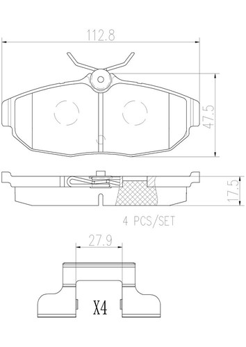 PRIME Ceramic Brake Pad Set for 2005-2012 Ford (Mustang) P24122N - diagram