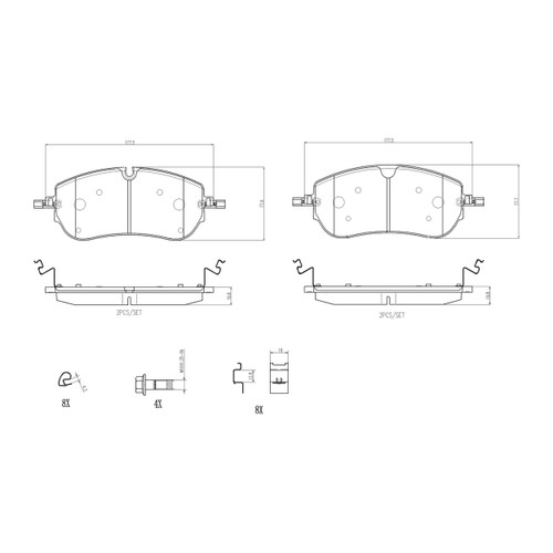 PRIME Ceramic Brake Pad Set for 2021-2024 Land Rover/Jaguar (Range Rover Evoque, Discovery Sport, E-Pace) P36038N - diagram