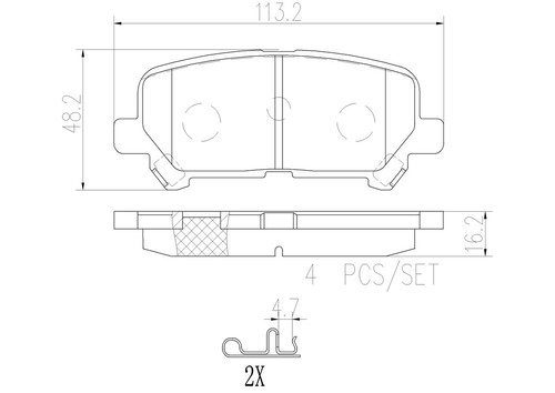 PRIME Ceramic Brake Pad Set for 2007-2017 Acura/Honda (MDX, Pilot, ZDX, Odyssey) P28082N - diagram