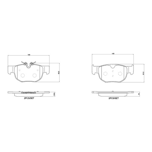 PRIME Ceramic Brake Pad Set for 2019-2025 Jaguar (F-Pace) P36039N - diagram