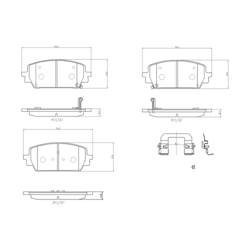 PRIME Ceramic Brake Pad Set for 2021-2024 Hyundai/Kia (Santa Fe, Sorento, Santa Cruz) P30142N - diagram