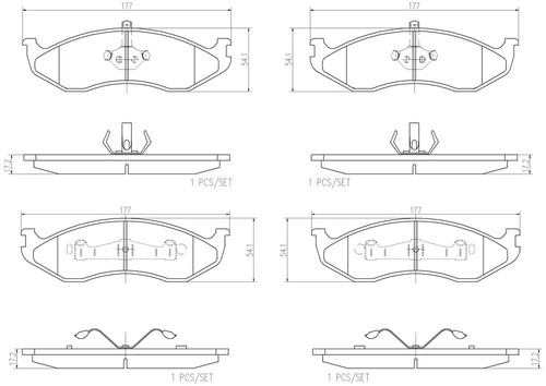 PRIME Ceramic Brake Pad Set for 1986-2006 Jeep/Chevrolet/GMC (Cherokee, Comanche, Grand Cherokee, Grand Wagoneer) P37004N - diagram