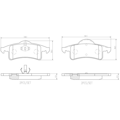 PRIME Ceramic Brake Pad Set for 1999-2004 Jeep (Grand Cherokee) P37006N - diagram