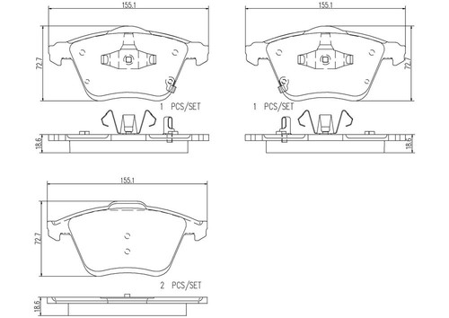 PRIME Ceramic Brake Pad Set for 2006-2007 Mazda (6) P49038N - diagram