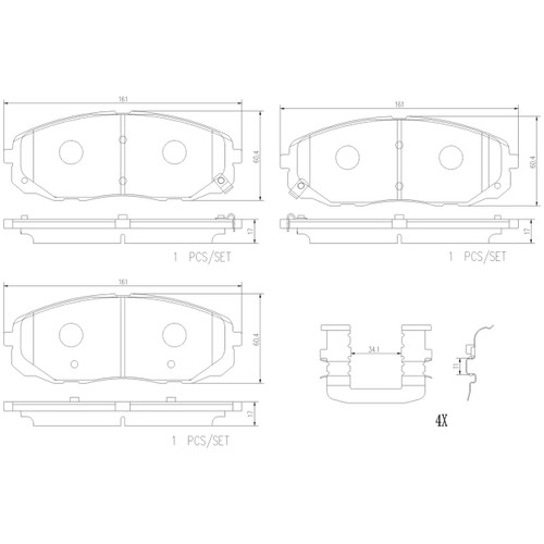 PRIME Ceramic Brake Pad Set for 2015-2021 Kia (Sedona) P30095N - diagram