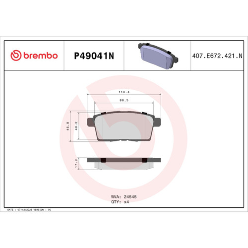 PRIME Ceramic Brake Pad Set for 2007-2015 Mazda/Lincoln/Ford (CX-7, MKX, Edge, CX-9) P49041N - front view