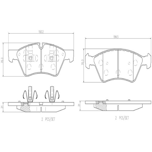 PRIME Ceramic Brake Pad Set for 2005-2012 Mercedes-Benz (E500, G55 AMG, E350, ML350) P50063N - diagram