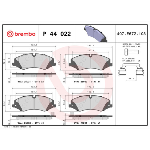 PRIME Low-Met Brake Pad Set for 2010-2017 Land Rover (Range Rover Sport, LR4, Range Rover) P44022 - diagram