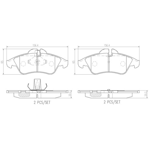 PRIME Ceramic Brake Pad Set for 2003-2006 Dodge (Sprinter 2500, Sprinter 3500) P50029N - diagram