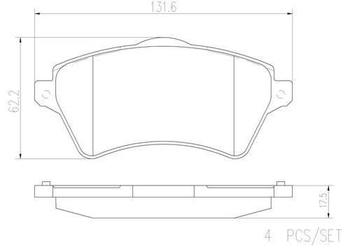 PRIME Ceramic Brake Pad Set for 2002-2005 Land Rover (Freelander) P44011N - diagram