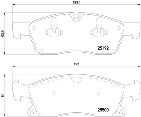 PRIME Low-Met Brake Pad Set for 2017 Mercedes-Benz (GLS350d, GLE300d) P50109 - diagram