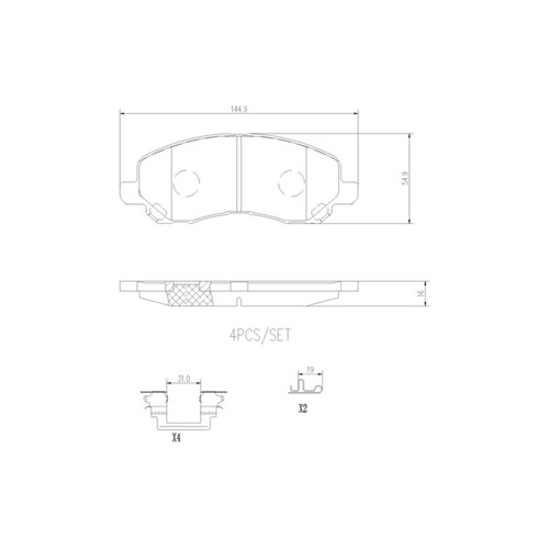 PRIME Ceramic Brake Pad Set for 1985-2024 Chrysler/Dodge/Plymouth (Sebring, Laser, LeBaron, New Yorker) P54030N - diagram