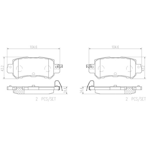 PRIME Ceramic Brake Pad Set for 2013-2018 Mazda (CX-5, CX-3) P49047N - diagram