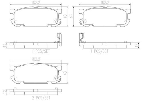PRIME Ceramic Brake Pad Set for 2001-2005 Mazda (Miata) P49030N - diagram