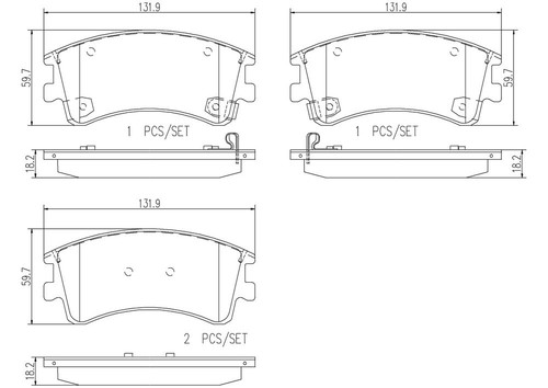PRIME Ceramic Brake Pad Set for 2003-2005 Mazda (6) P49032N - diagram