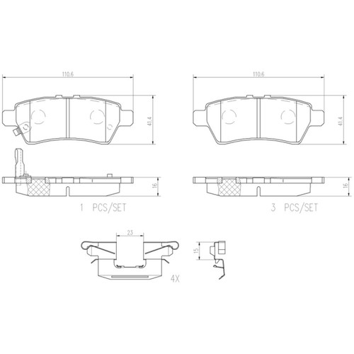 PRIME Ceramic Brake Pad Set for 2005-2012 Nissan (Pathfinder, Xterra) P56060N - diagram