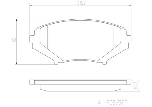 PRIME Ceramic Brake Pad Set for 2004-2011 Mazda (RX-8) P49034N - diagram