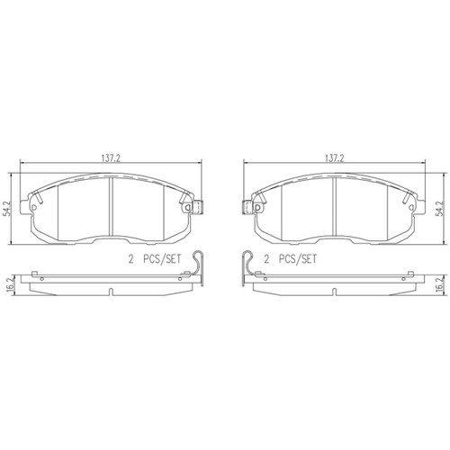 PRIME Ceramic Brake Pad Set for 2000-2019 INFINITI/Nissan (I30, Maxima, G35, 350Z) P56065N - diagram