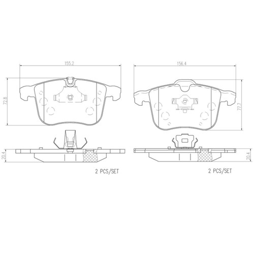 PRIME Ceramic Brake Pad Set for 2003-2011 Saab (9-3) P59046N - diagram