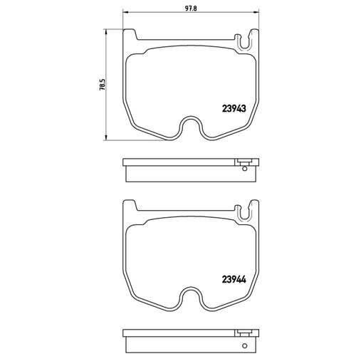 PRIME Low-Met Brake Pad Set for 2003-2009 Mercedes-Benz (CL55 AMG, S55 AMG, SL55 AMG, E55 AMG) P50062 - diagram