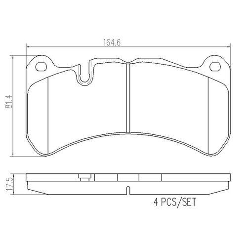 PRIME Ceramic Brake Pad Set for 2005-2010 Mercedes-Benz (CLK55 AMG, SLK55 AMG, CLK63 AMG) P50092N - diagram
