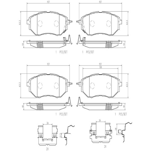 PRIME Ceramic Brake Pad Set for 2005-2021 Subaru (Legacy, B9 Tribeca, Tribeca, Outback) P78017N - diagram
