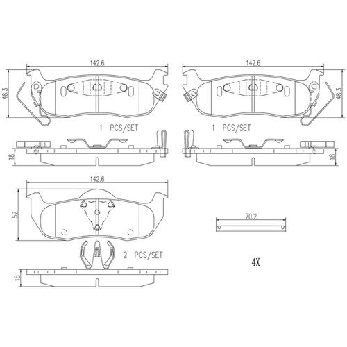 PRIME Ceramic Brake Pad Set for 2004-2015 Nissan/INFINITI (TITAN, QX56, Armada, Pathfinder Armada) P56074N - diagram